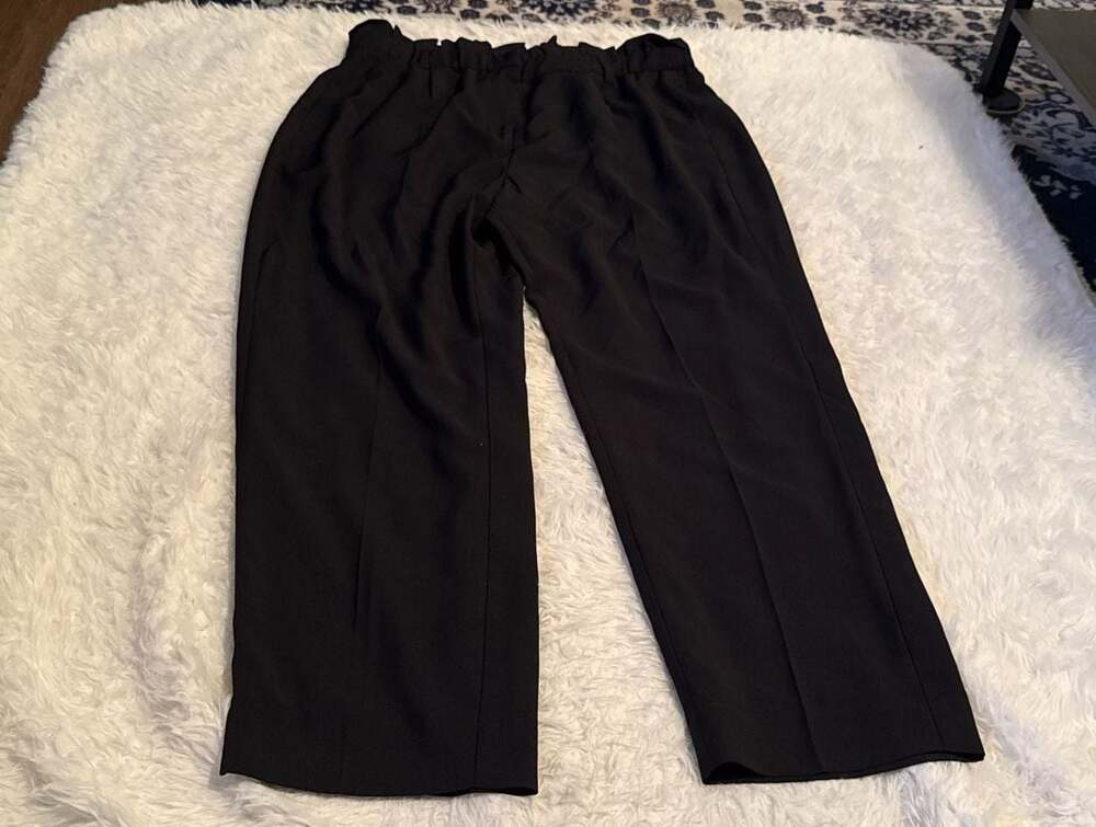 J.Crew Paper-Bag Waist Wide-Leg Pull-On Dress Pants in Black Size 16